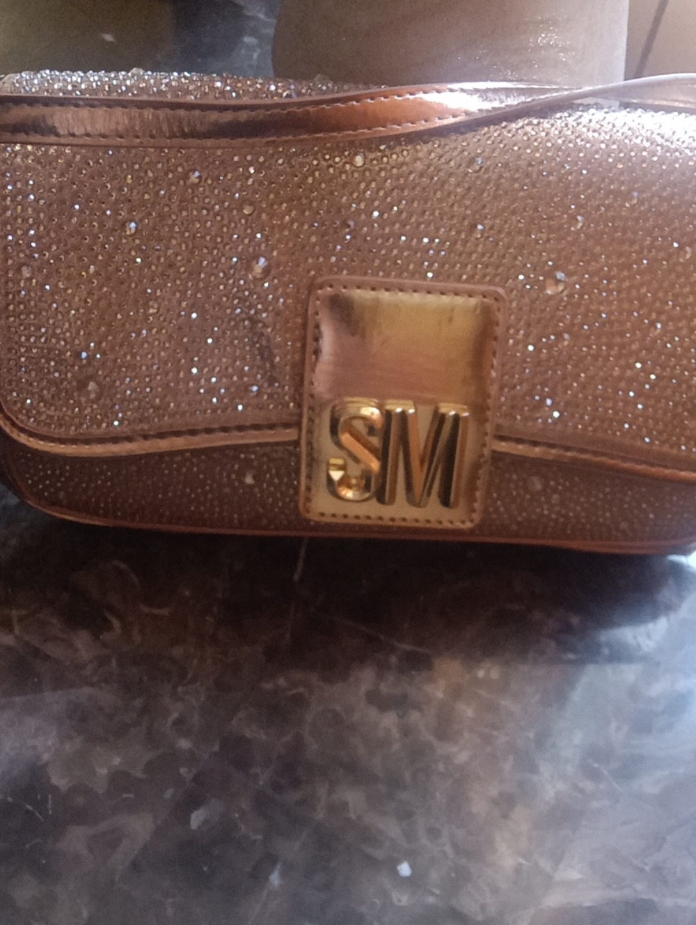 Steve Madden Glitter Clutch in Rose Gold Tone